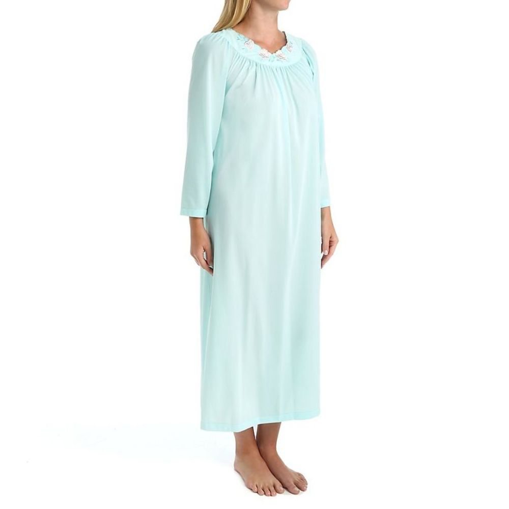 Shadowline Petals 53 Inch Long Sleeve Gown -  SeaFoam  33280